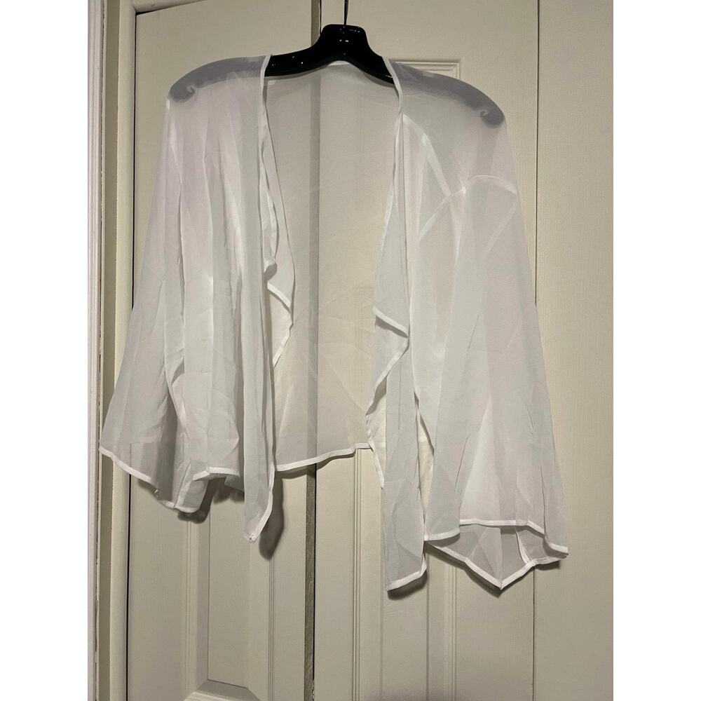 Womens 2XL Sheer White Cardigan Lightweight Open Front Kimono Cover Up NWOT